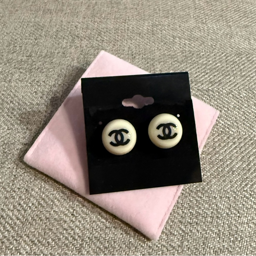 Chanel Up-cycled Button Stud Earrings